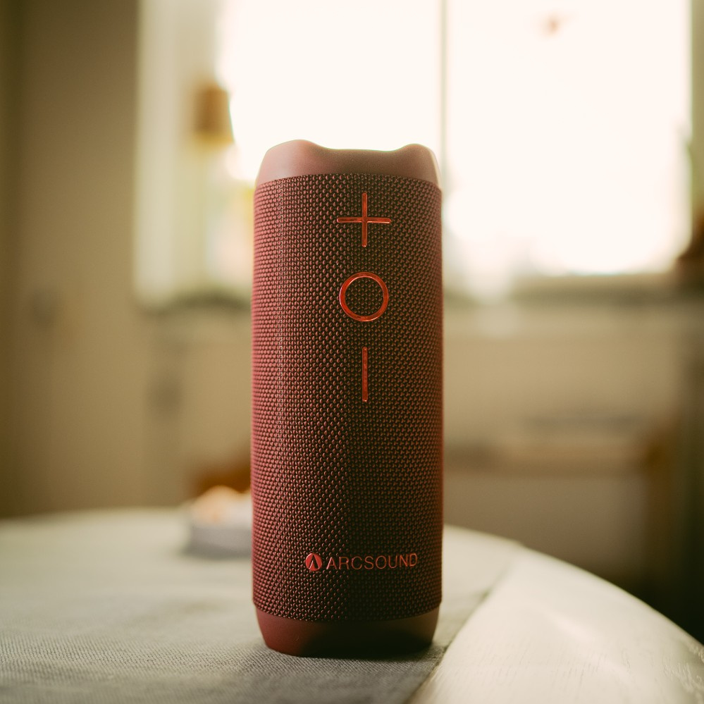 Arcsound EDGE Ruby Red kraftig bærbar høyttaler med Bluetooth