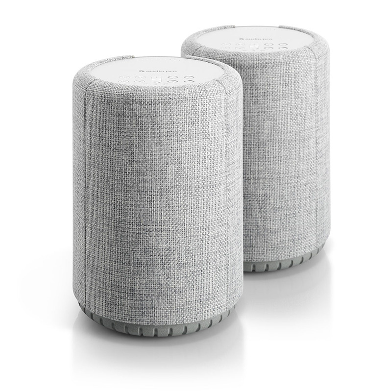 2-Pakk Audio Pro A10 aktiv Wifi-høyttalere, lysegrå