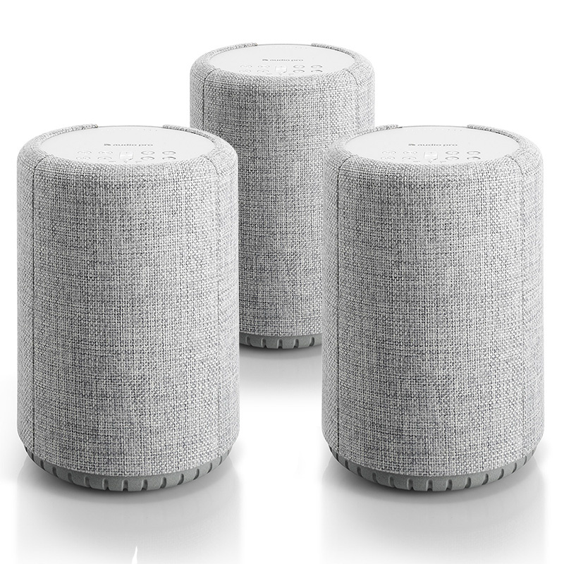 3-Pakk Audio Pro A10 aktiv Wifi-høyttalere, lysegrå