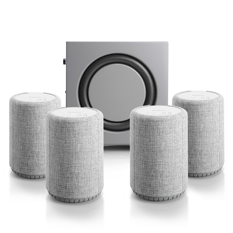 Audio Pro A10 & Addon C-Sub 4.1 høyttalerpakke, lysegrå