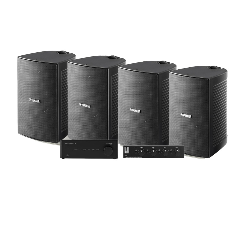 4-pakning Yamaha NS-AW294 med Tangent Ampster BT III og høyttalerbryter, utendørspakke