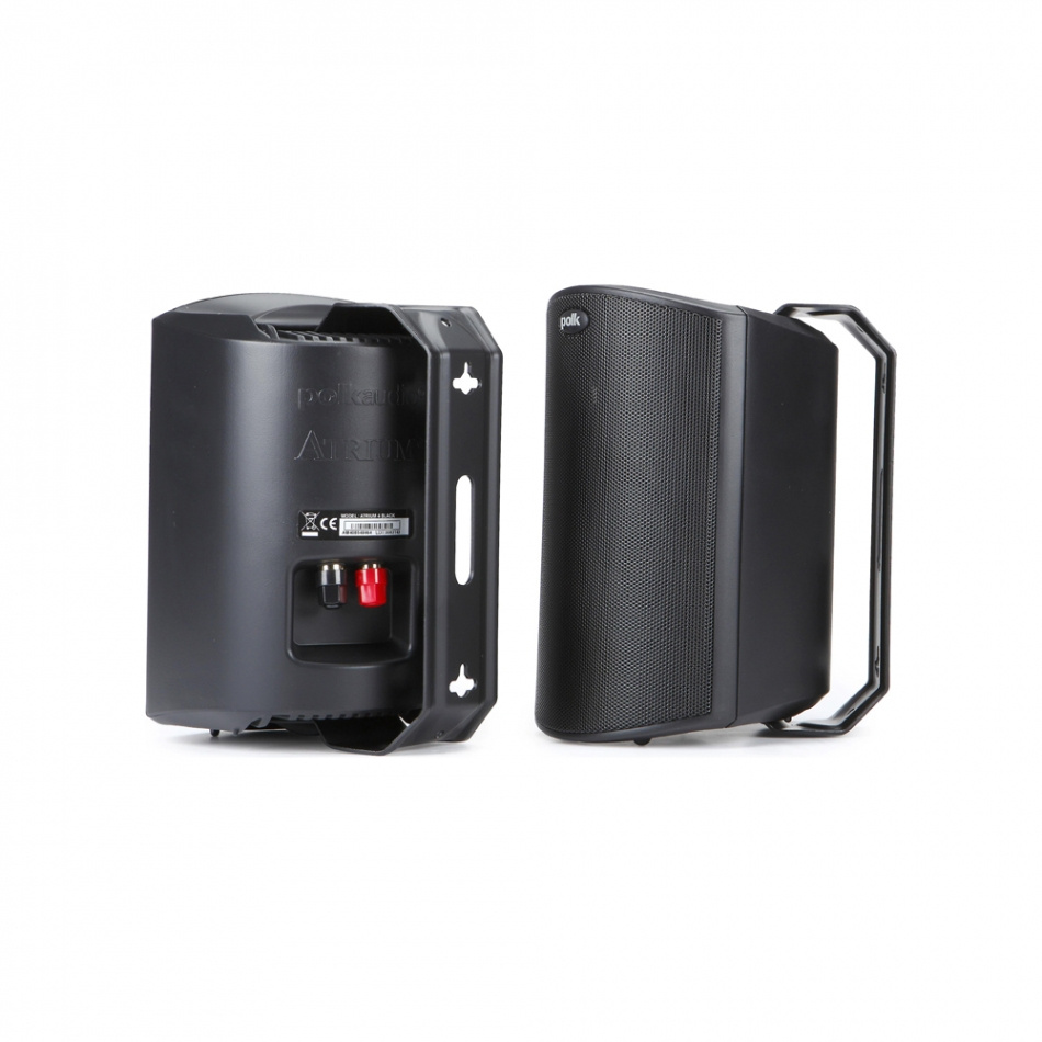 System One A50BT & Polk Audio Atrium 4 svarta utomhøyttalere, stereopakke