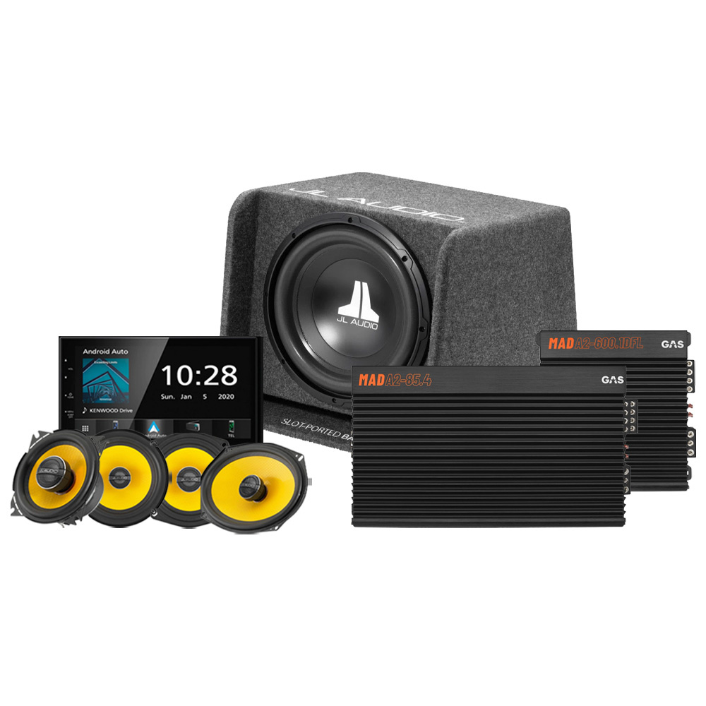 JL Audio 1x12 tommers komplett pakke med Kenwood DMX5020BTS
