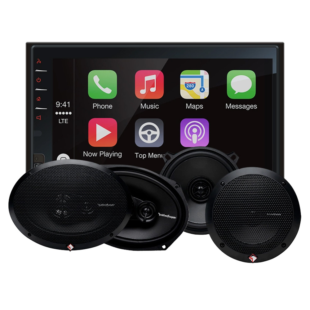 Macrom M-DL7000D & Rockford Fosgate Prime-høyttalere, bilstereopakke