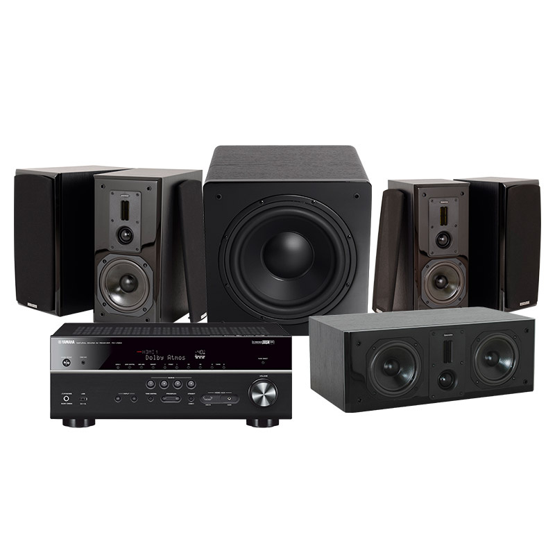 Dynavoice Definition DM-6 Svart hjemmekinopakke 5.1 med Yamaha RX-V683
