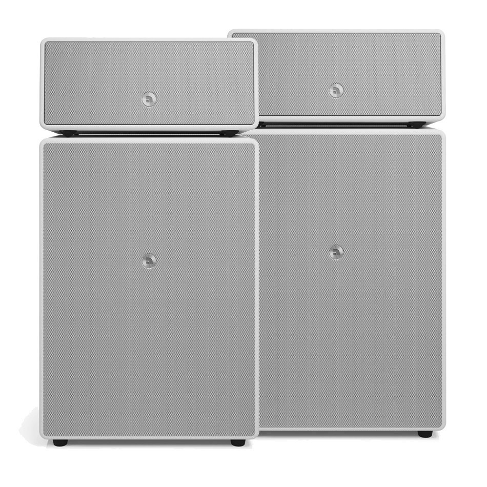 2-pakning Audio Pro Drumfire II W Wi-Fi-høyttalere med Google Cast & AirPlay 2, hvit