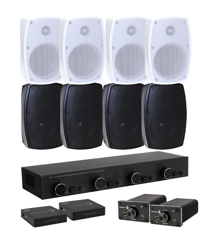 Dayton Audio DTA-120BT med høyttalerveksler, WiFi-adapter & 4par høyttalere