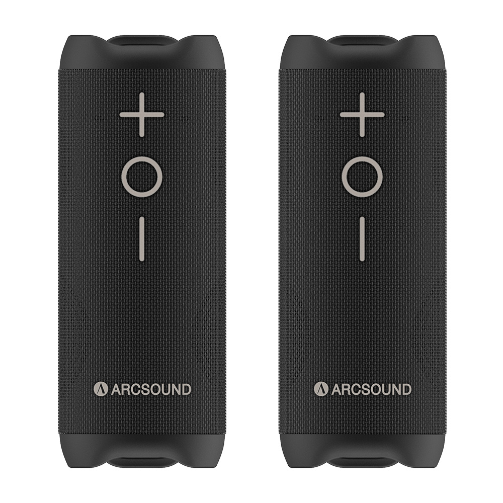2-pakning Arcsound EDGE Bluetooth-høyttalere, svart