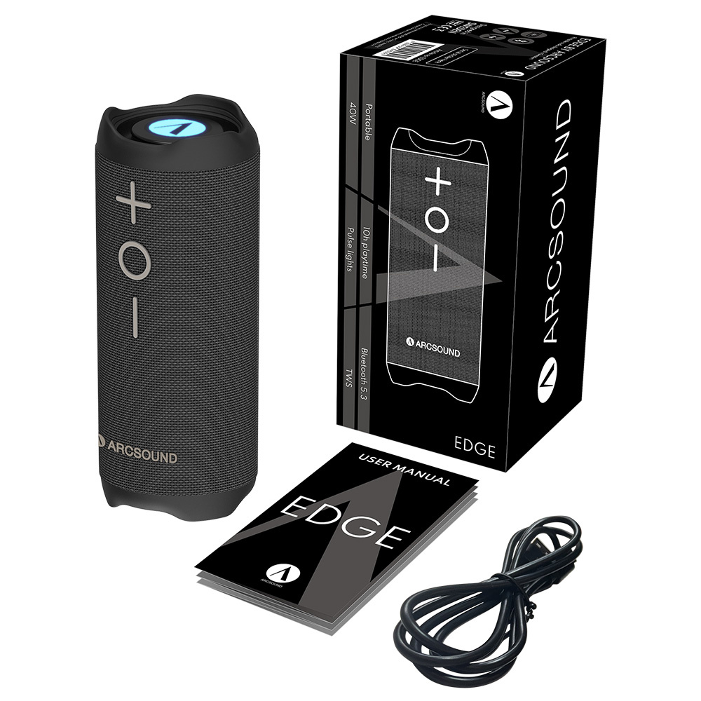 2-pakning Arcsound EDGE Bluetooth-høyttalere, svart