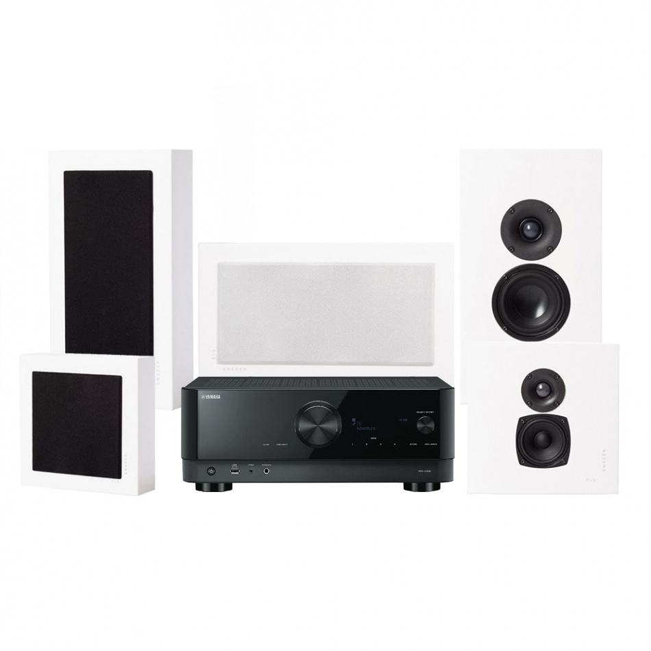 Yamaha RX-V4A & DLS Flatbox Midi 5.0 hemmabiopaket, vit