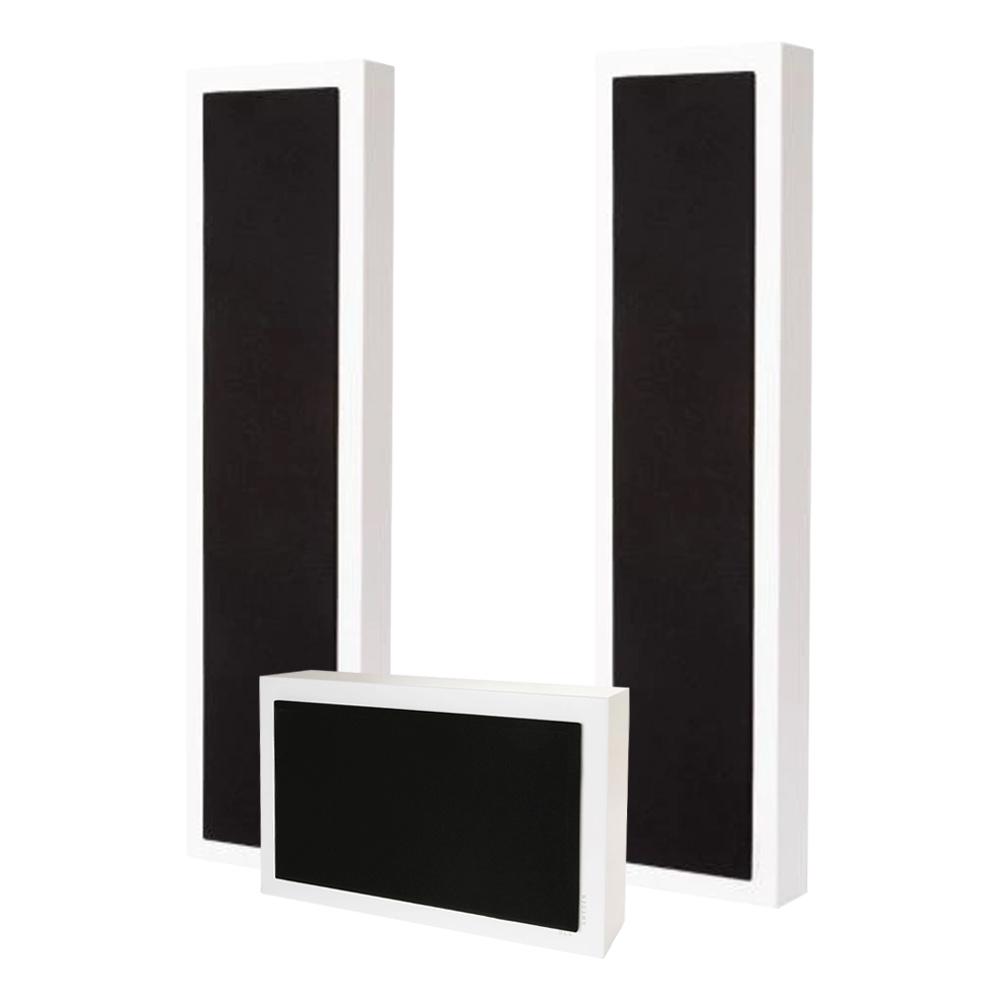 2-pakke DLS Flatbox XXL & Flatsub 8.2 2.1 høyttalerpakke, hvit