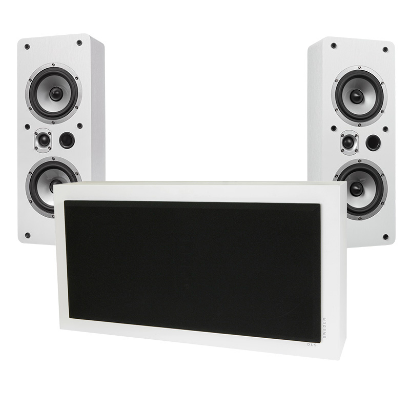 DLS Flatsub Stereo One & Dynavoice Magic LCR-5 EX hvit