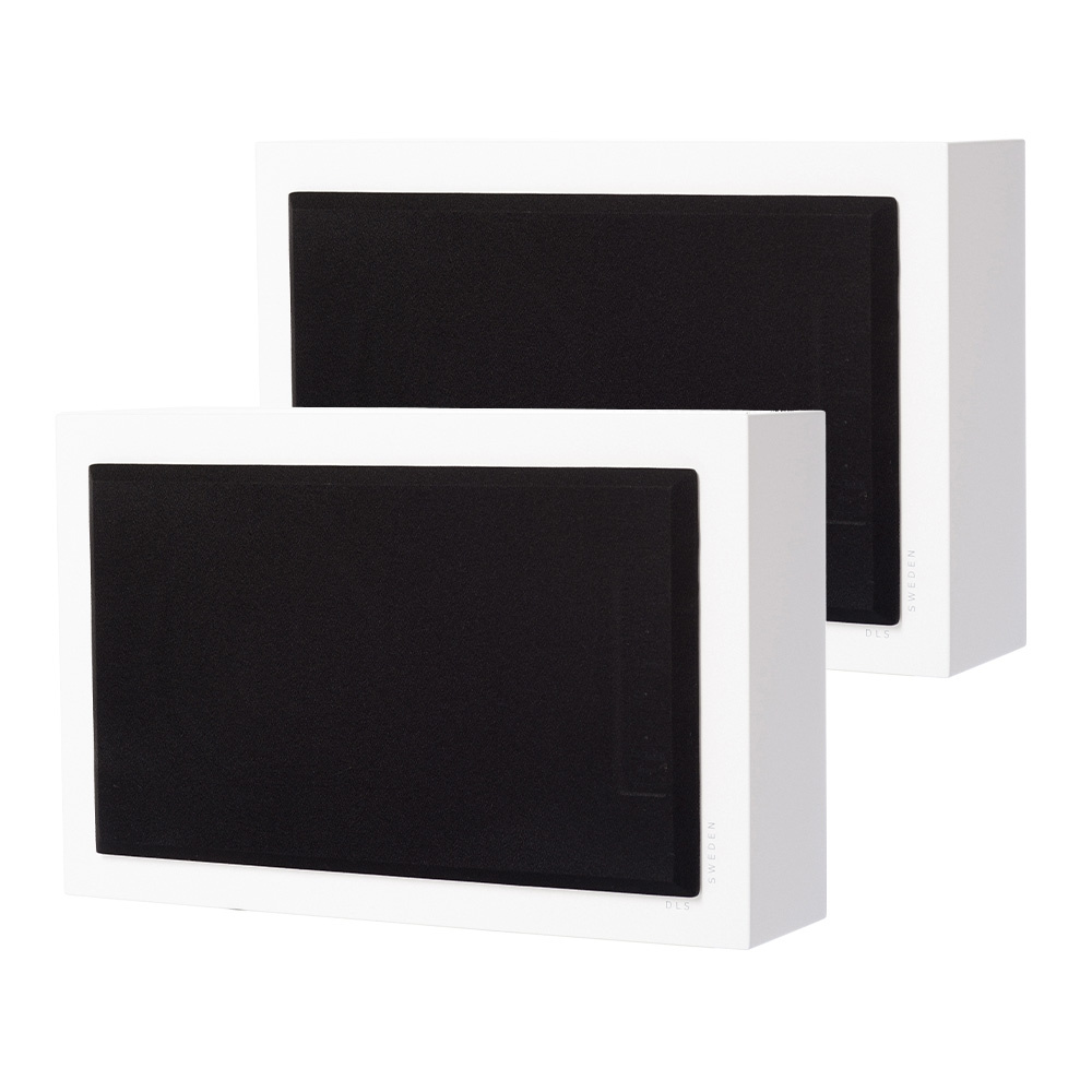 2-pakning DLS Flatsub 8.2 vegghengt aktiv subwoofer, matt hvit