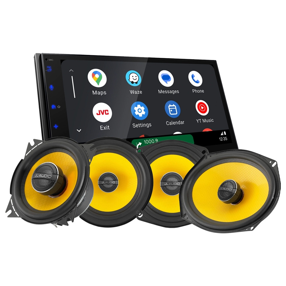 JVC KW-M695DBW med JL Audio C1-koaksialhøyttalere, bilstereopakke