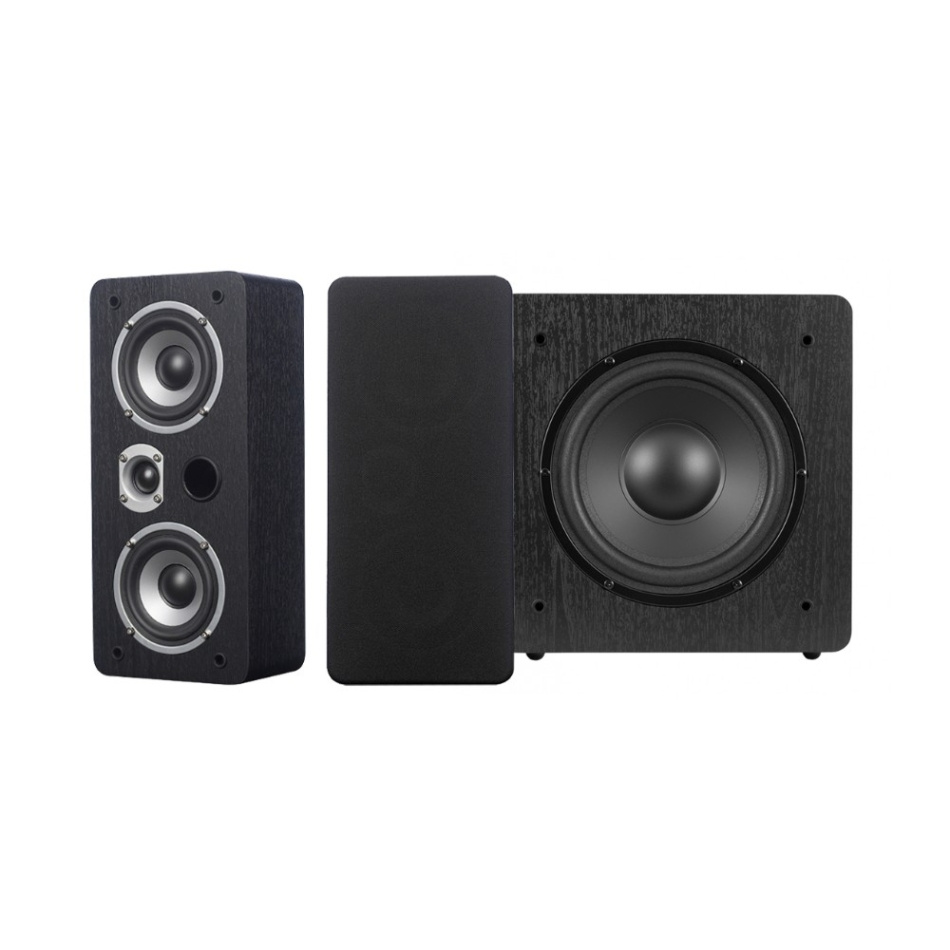 Dynavoice Magic LCR-4 EX med Challenger Sub 8, 2.1 høyttalerpakke i svart