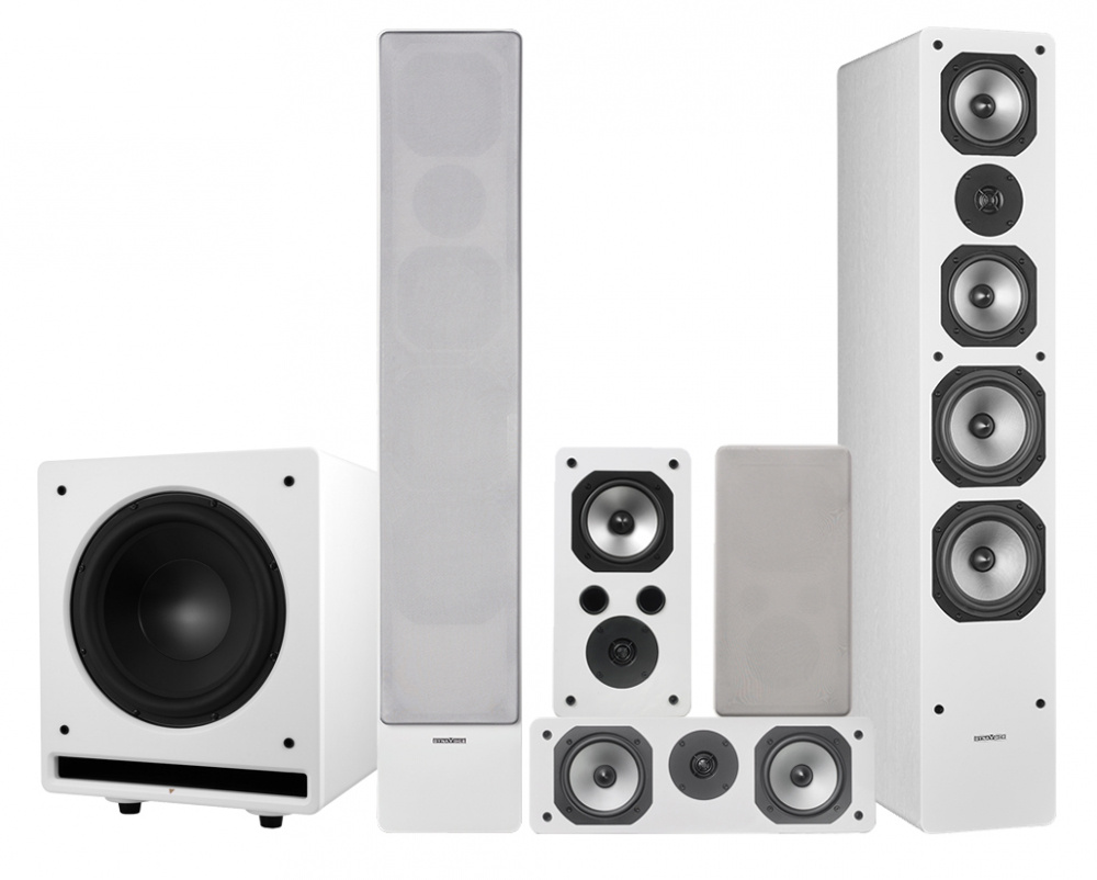Dynavoice Challenger M-65 EX v4 högtalarpaket 5.1 med CSB-V12, vit