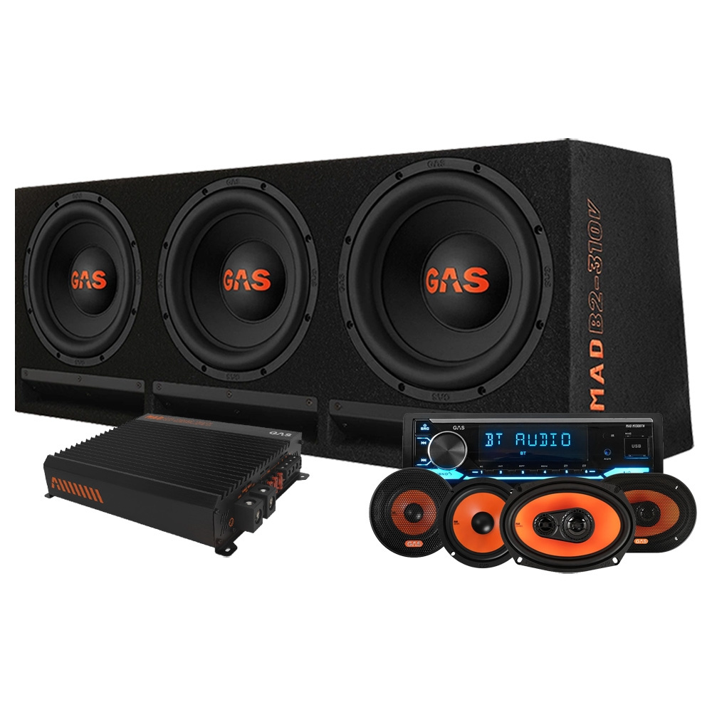 GAS MAD B2-310V komplett pakke med bilstereo og høyttalere