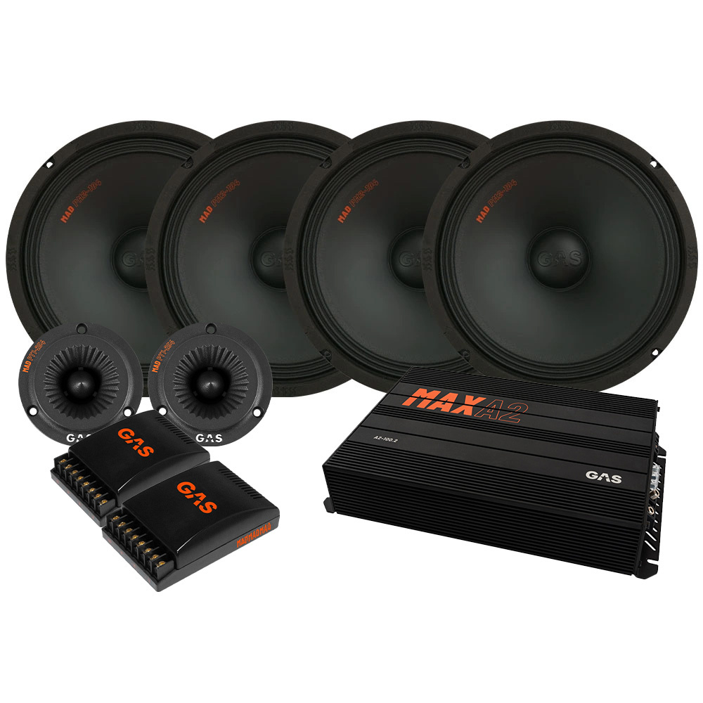 4-pakke GAS MAD PM2-104 SPL-pakke med forsterker, medium