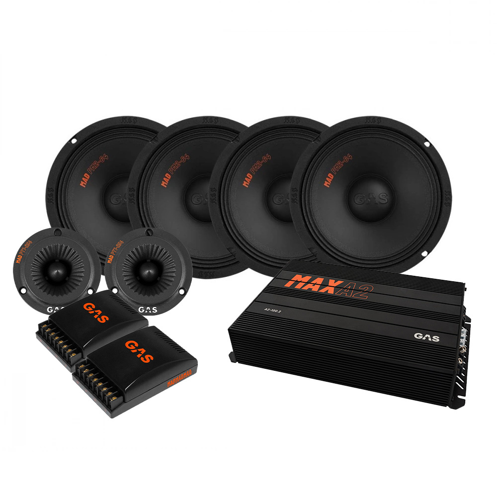 4-pakke GAS MAD PM2-64 SPL-pakke med forsterker, medium