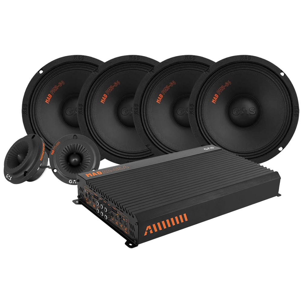 4-pakning GAS MAD PM2-64 med PT1-254 SPL-pakke med forsterker, medium