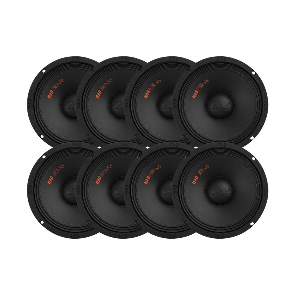 8-pakke GAS MAD PM2-64, rå 6.5 tommers midbass