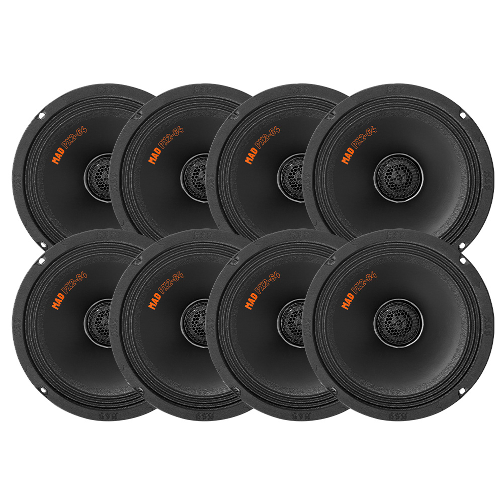 8-pakke GAS MAD PX2-64, rå 6.5 tommers koaksialhøyttaler