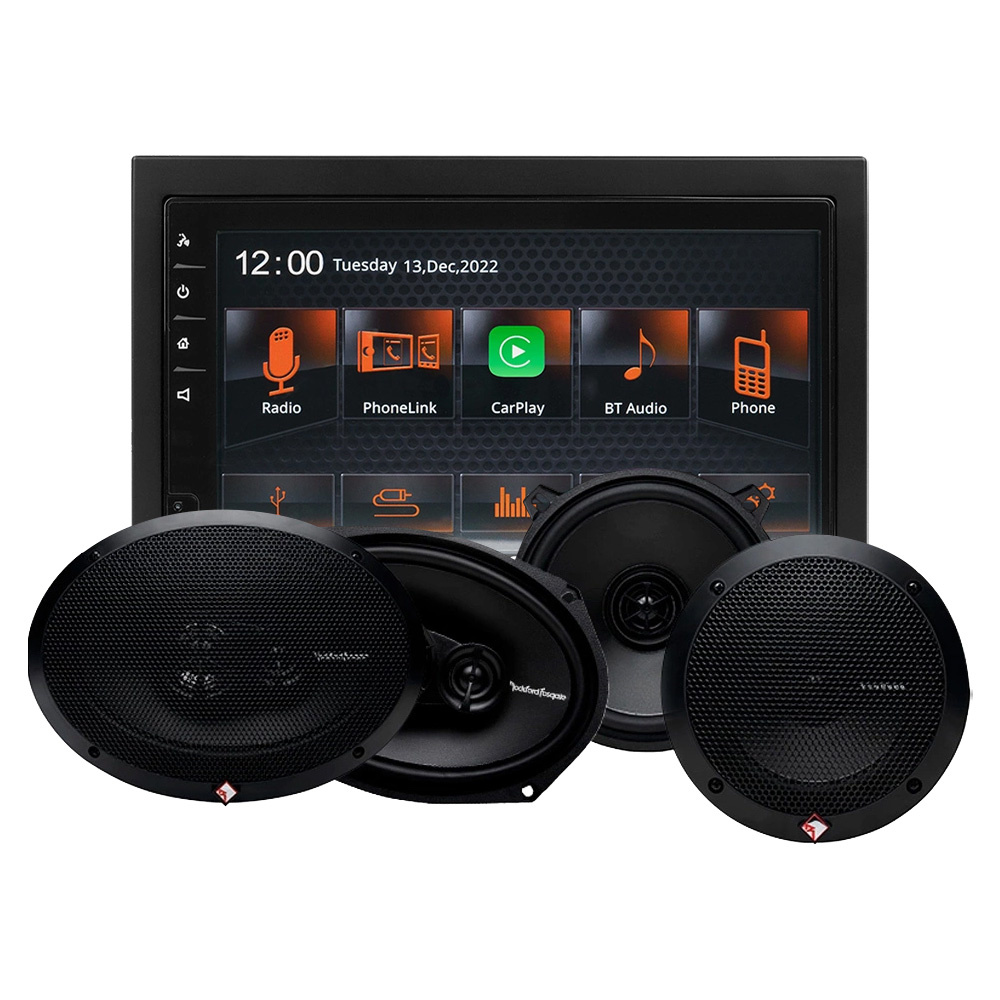 GAS MAX MV240-BT & Rockford Fosgate Prime-høyttalere, bilstereopakke