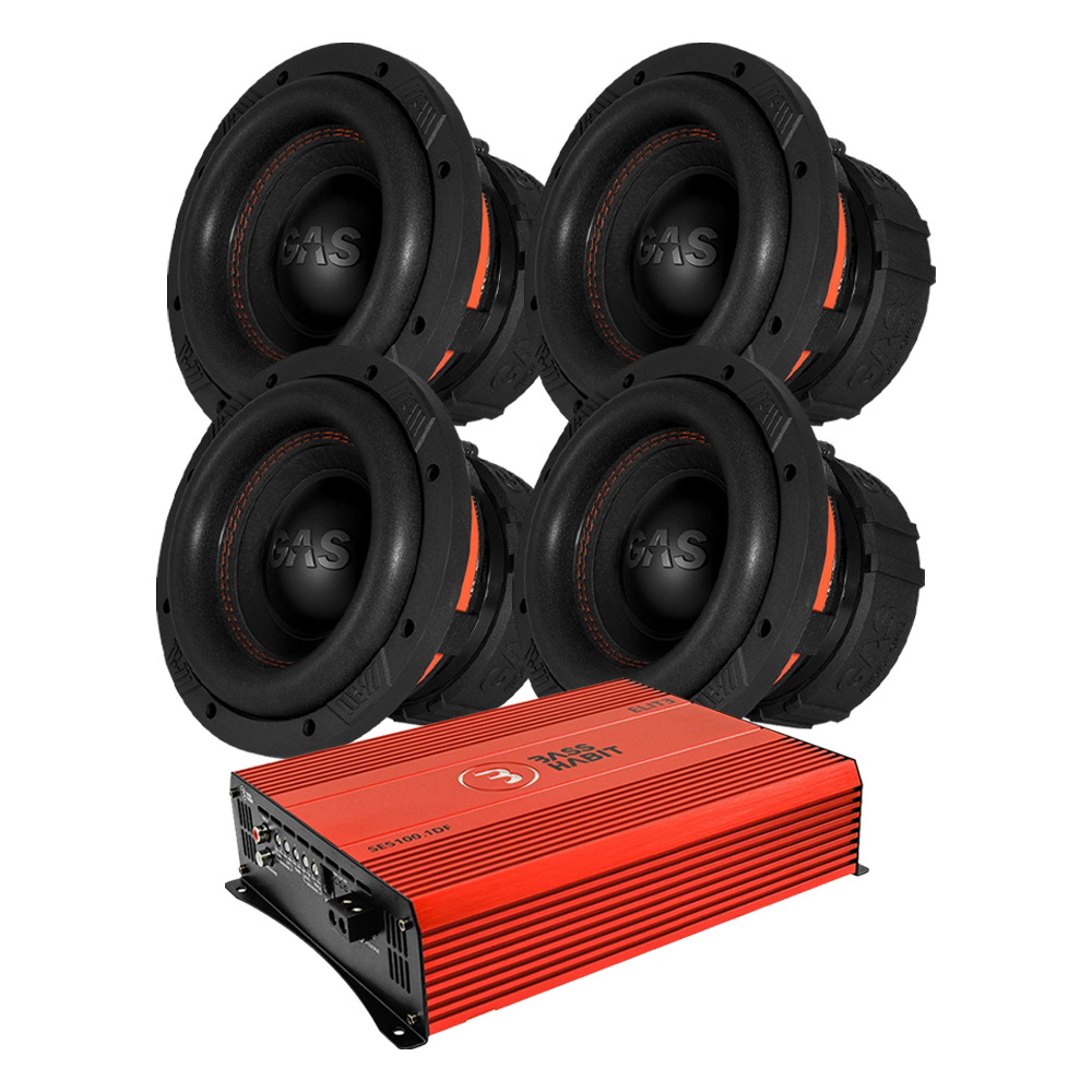 4-pakke GAS MAX S1-8D1 & Bass Habit SPL ELITE 5100.1DF, basspakke