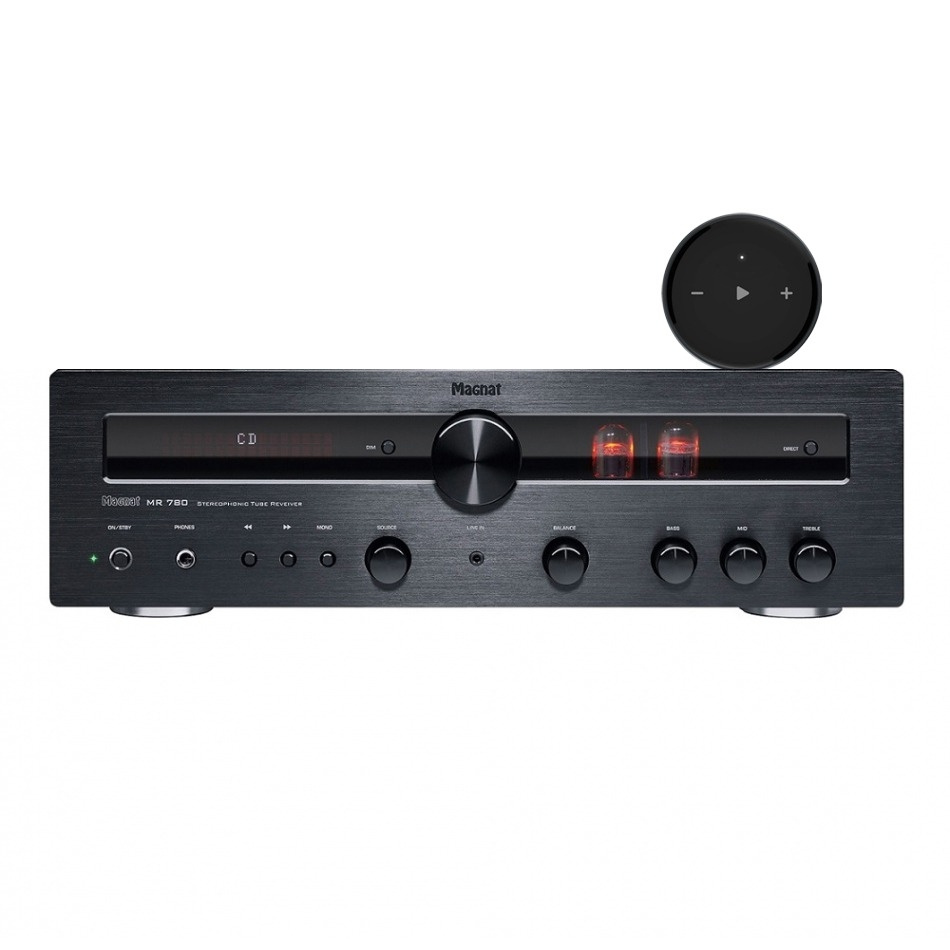 Magnat MR780 stereoforsterker med Wiim Mini nettverksstreamer