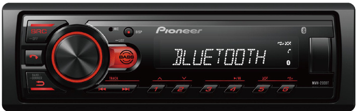 Pioneer MVH-230BT & GAS MAD X1-høyttalere, bilstereopakke