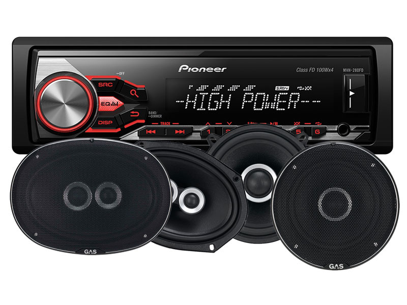 Pioneer MVH-280FD & GAS Silver-høyttaler