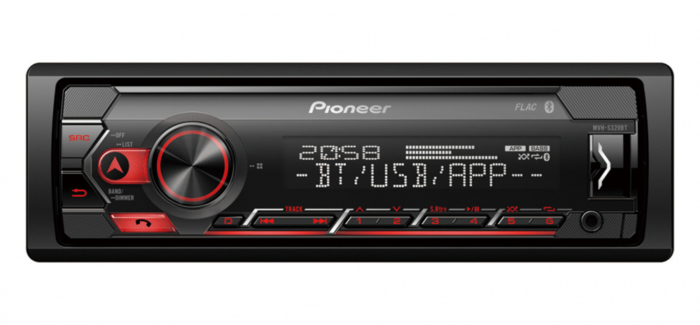 Pioneer MVH-S320BT og Bass Habit Play-høyttalere
