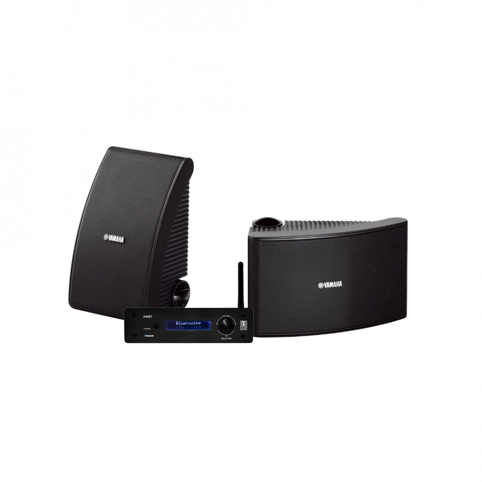 System One A50BT & Yamaha NS-AW392 utendørshøyttalere, svart
