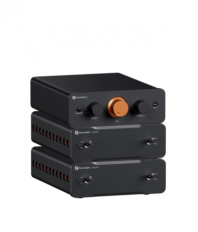Fosi Audio P4 med doble V3 Mono, kompakt stereokombo