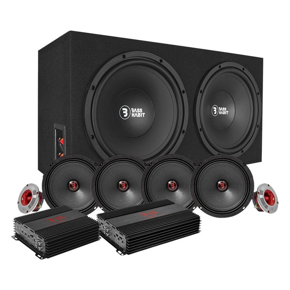 Bass Habit PL212 med SR165M, SPL helhetspakke med forsterker