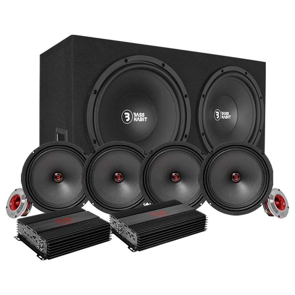 Bass Habit PL212 med SR200M, SPL helhetspakke med forsterker