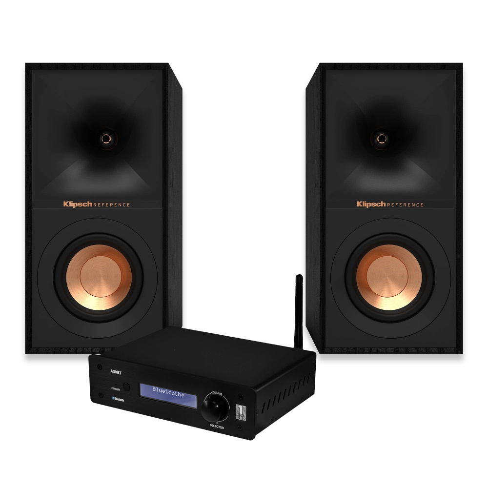 System One A50BT og Klipsch R-40M stereopakke, svart