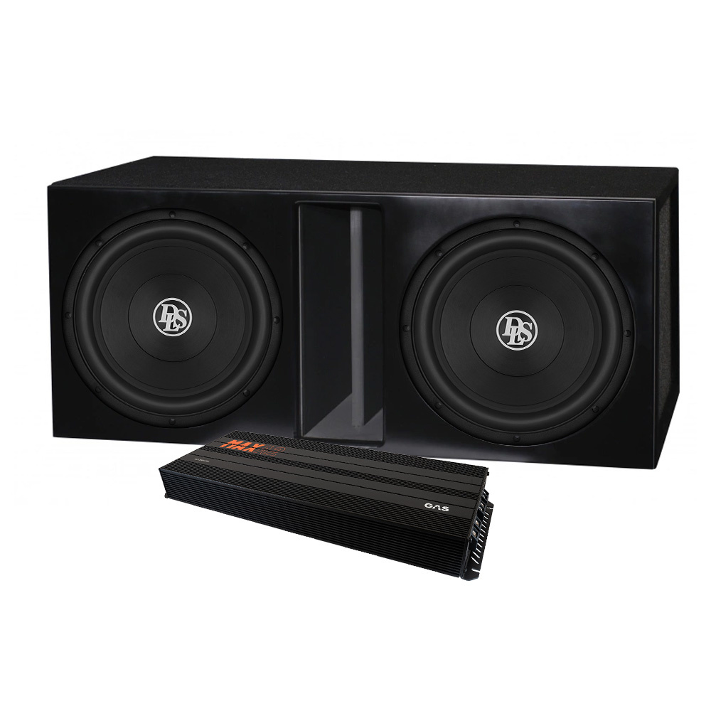 2-pakke DLS RCW12.D2 i kasse med GAS MAX A2-2500.1DL, basspakke