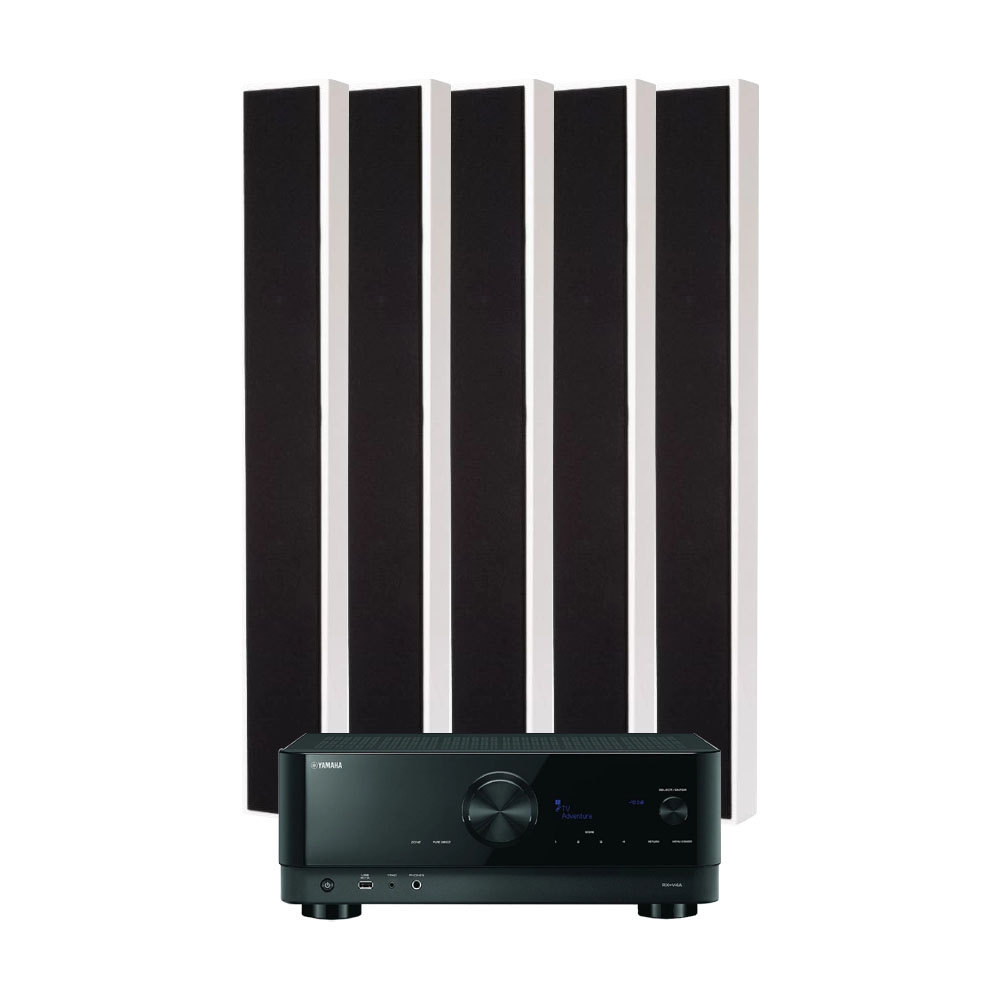 Yamaha RX-V4A & DLS Flatbox Slim XL 5.0 hjemmekinopakke, hvit