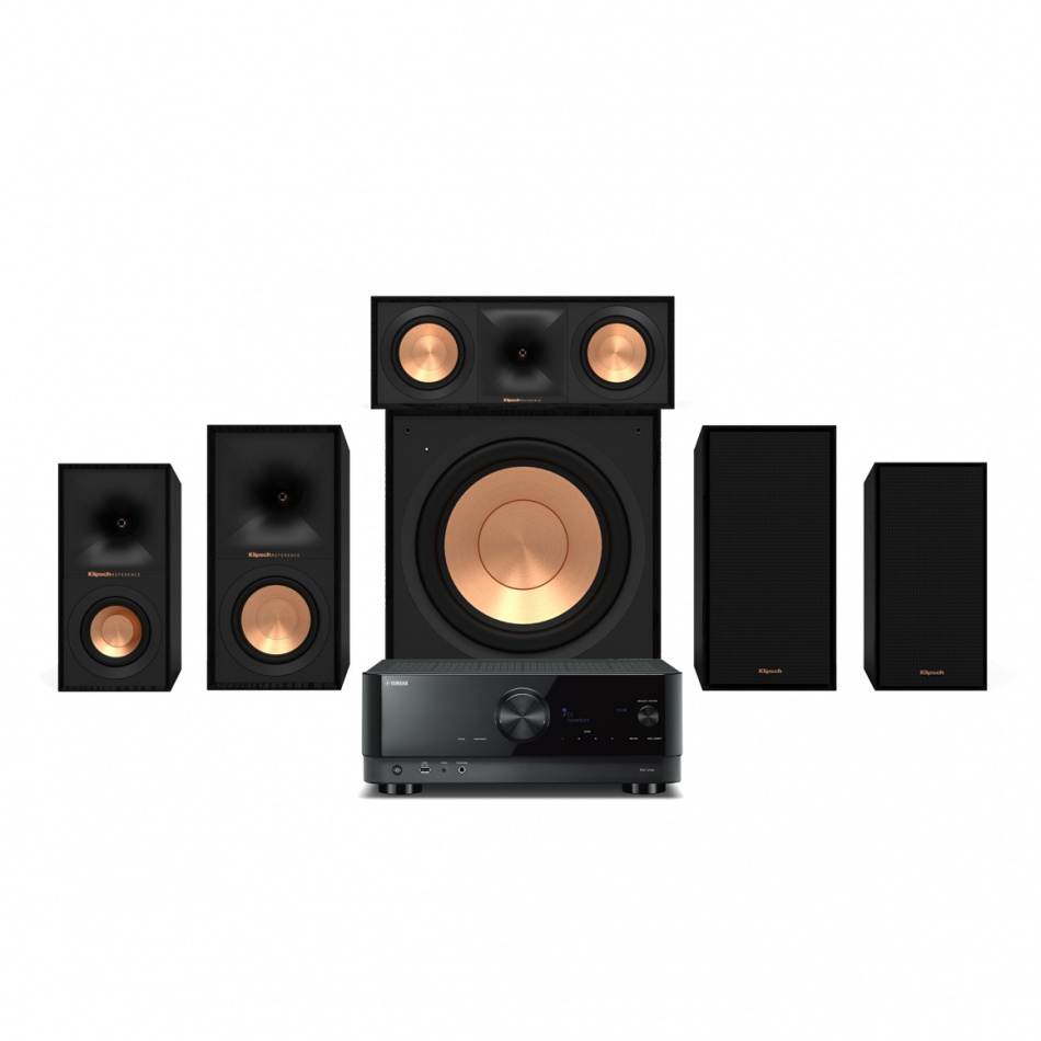 Yamaha RX-V4A & Klipsch Reference R-50M 5.1 hjemmekinopakke, svart