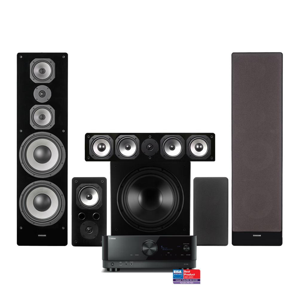 Yamaha RX-V6A og Dynavoice Challenger M-105 5.1 hjemmekinoanlegg, sort