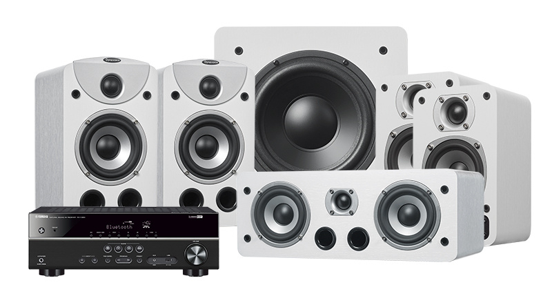 Dynavoice Magic S-4 EX v3 hvit 5.1 Pakke med Yamaha RX-V383