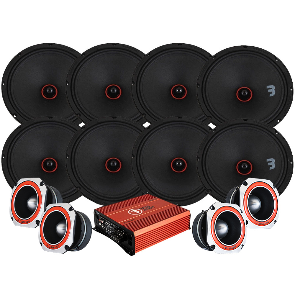 Bass Habit SPL Elite SE200M & SE45T SPL-pakke med forsterker, stor