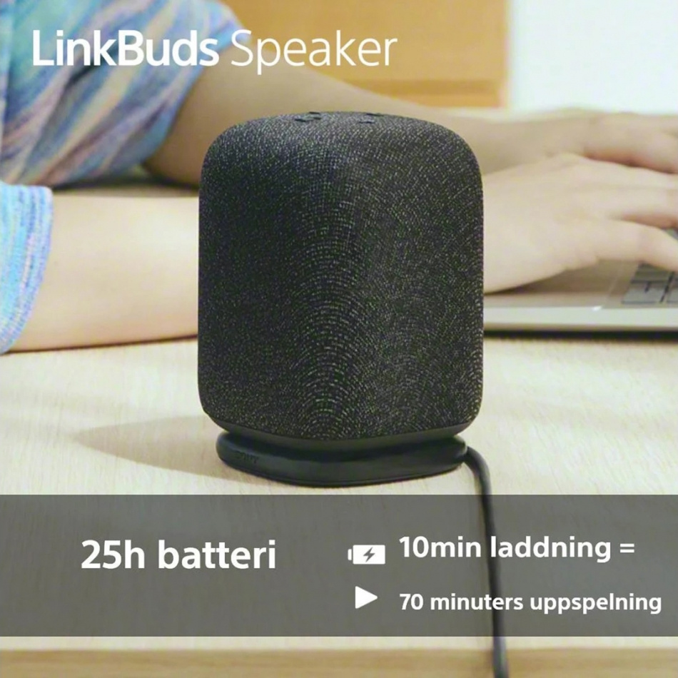 Sony LinkBuds Speaker trådløs bærbar høyttaler med Bluetooth, svart 