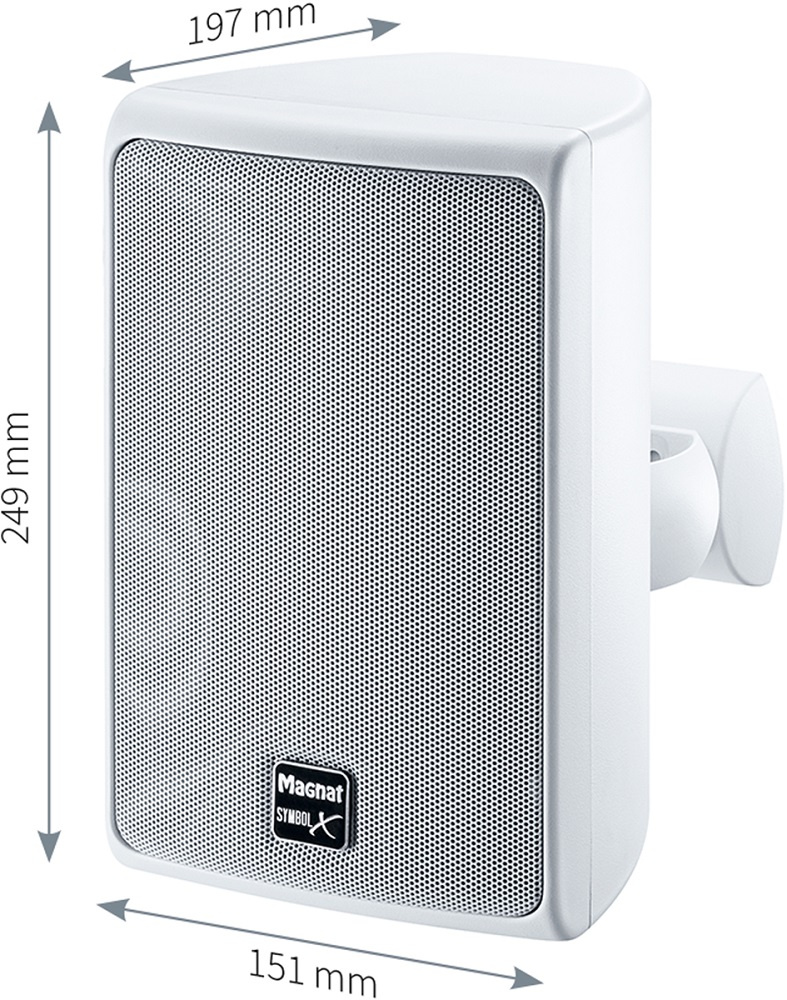 WiiM Amp & Magnat Symbol X 130 utendørshøyttalere, hvit