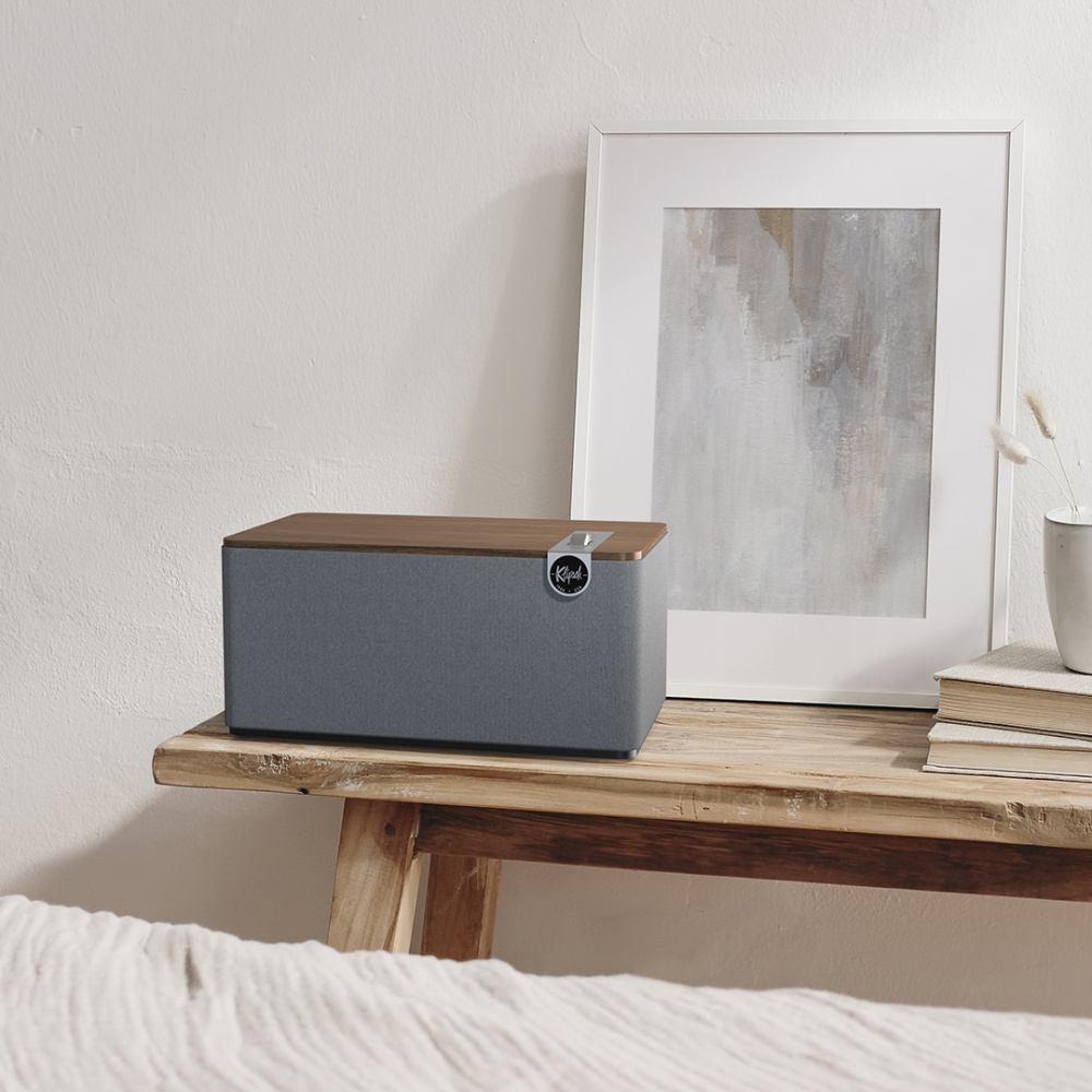 2-pakning Klipsch The Three Plus Bluetooth-høyttalere, valnøtt