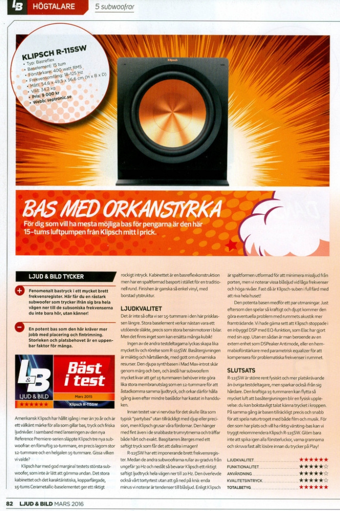 Magnat Transpuls 1500 & Klipsch R-115SW