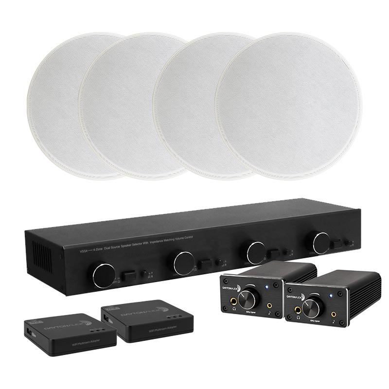 Dayton Audio DTA-120BT med 4st IC680, høyttalerveksler og WiFi-adapter