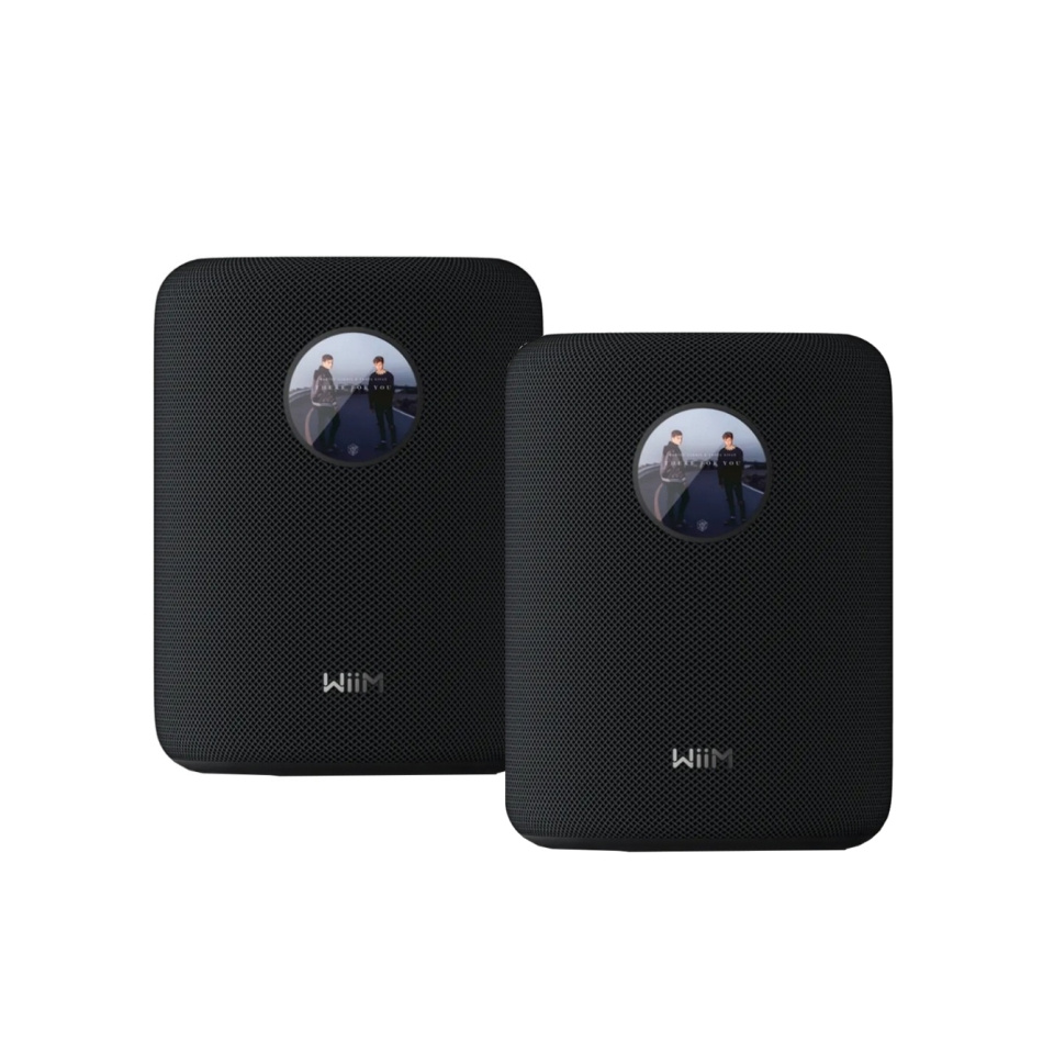2-pakning WiiM Sound smart høyttalere med skjerm, svart